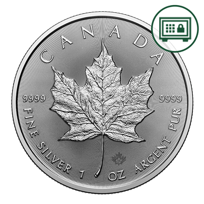 A picture of a 1 oz Silver Maple Leaf Coin (2024) - Secure Storage